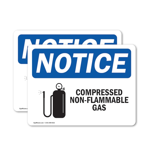 Signmission Compressed Non-Flammable Gas Sign, Vinyl Decal, 14in W x 10in L, 2PK OS-2PACK-NS-D-1014-L-10758 - main